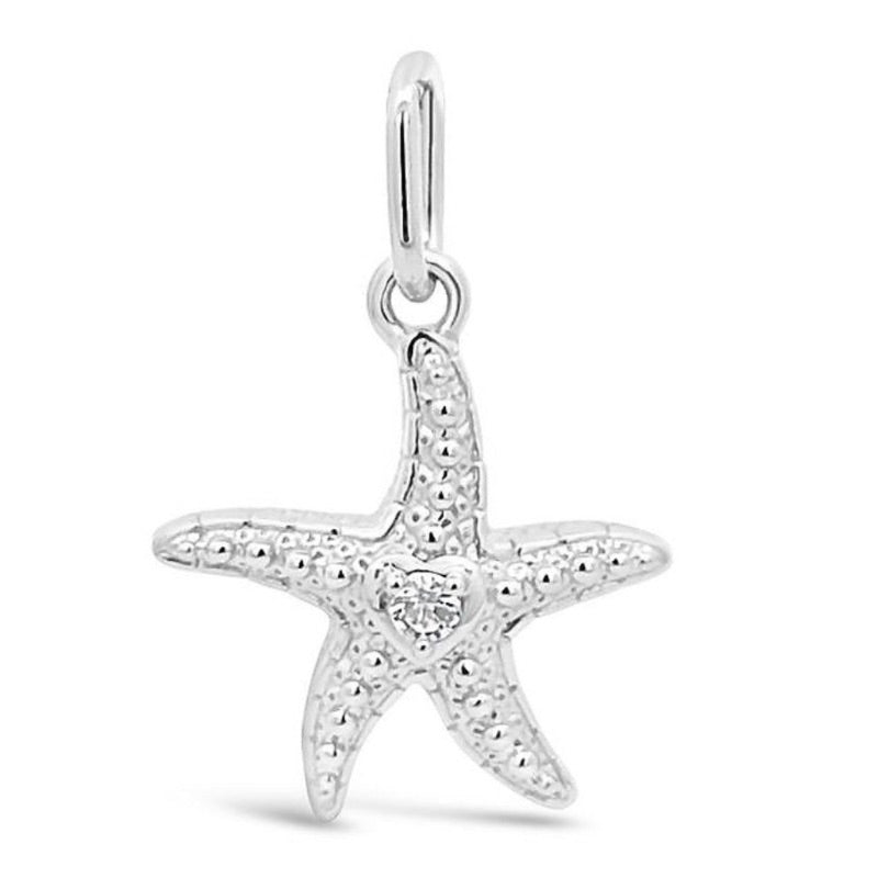 Goddaughters Sterling Silver Starfish Charm with White topaz 