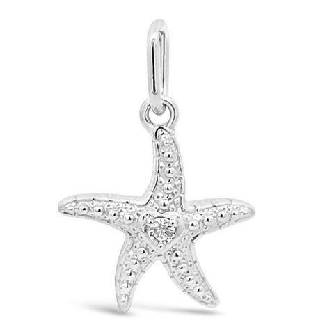 Goddaughters Sterling Silver Starfish Charm with White topaz 