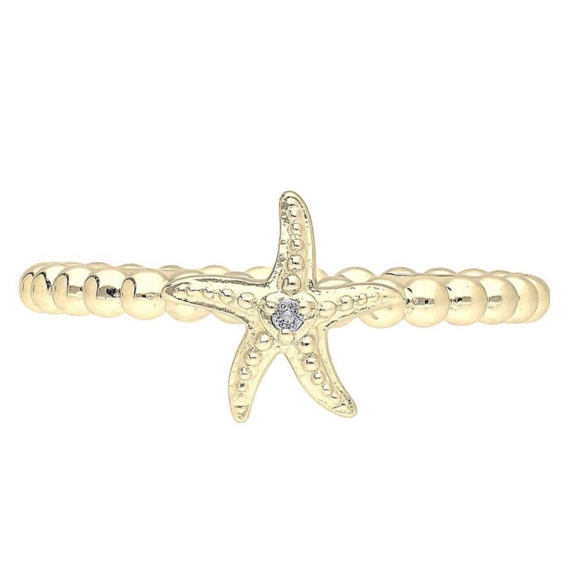 Golden Starfish Beaded Band Ring by Goddaughters 