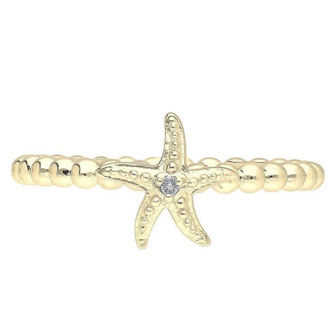 Golden Starfish Beaded Band Ring by Goddaughters 