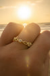 Good Vibes Ring Sun symbol with white topaz by Goddaughters