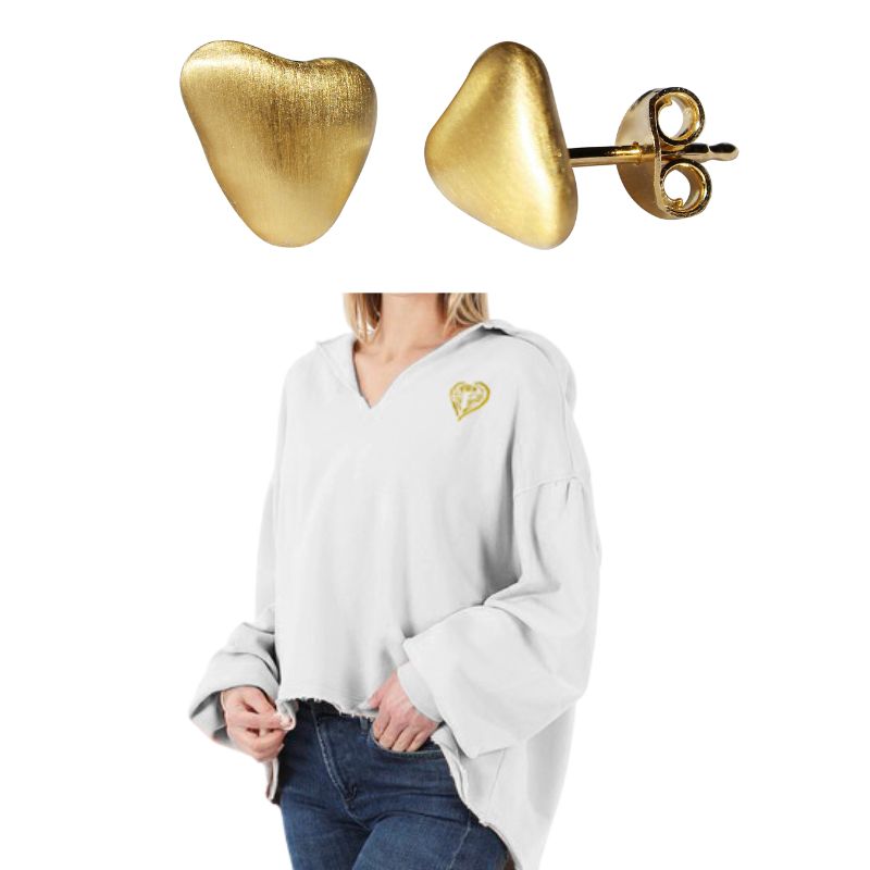 Golden Mindul Pebble Earrings & Angel on my Shoulder Crème Hoodie Bundle