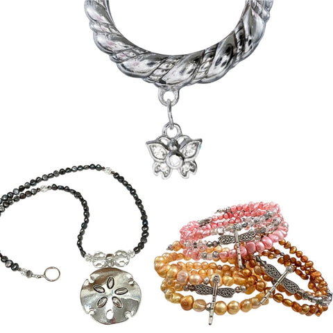 Summer Bundle Special Butterfly Charm Ring - Dragonfly Wrap & Sand Dollar Necklace