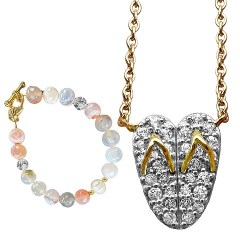 Summer Bundle Live Special Flip Flop Heart Necklace & Pearl for Peace Bracelet