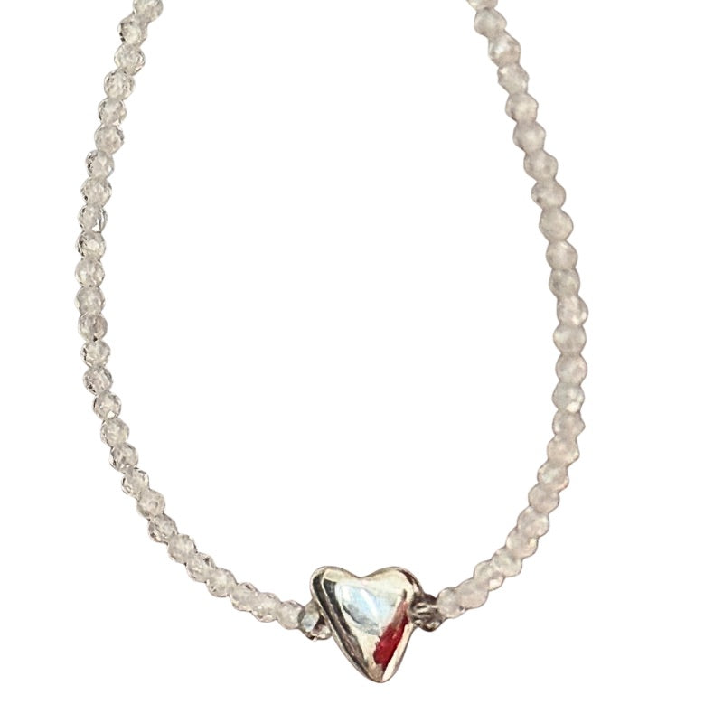 Mindful Pebble Beaded White Zircon Necklace