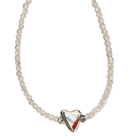 Mindful Pebble Beaded White Zircon Necklace