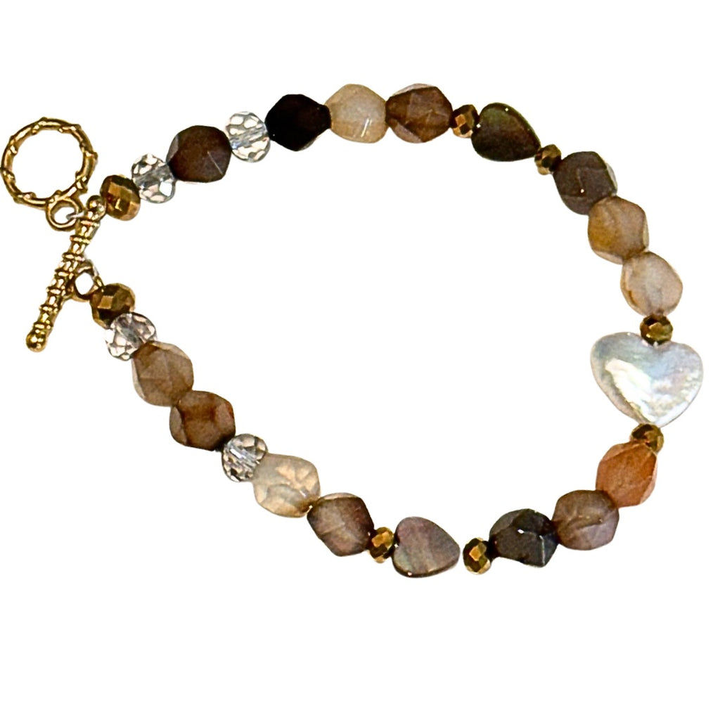 Heart Freshwater Pearl Agate Bracelet