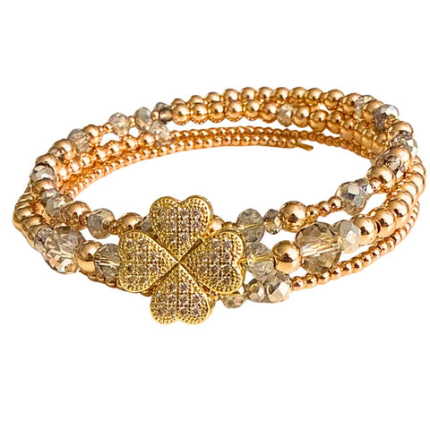 Lucky Clover Golden Wrap Bracelet