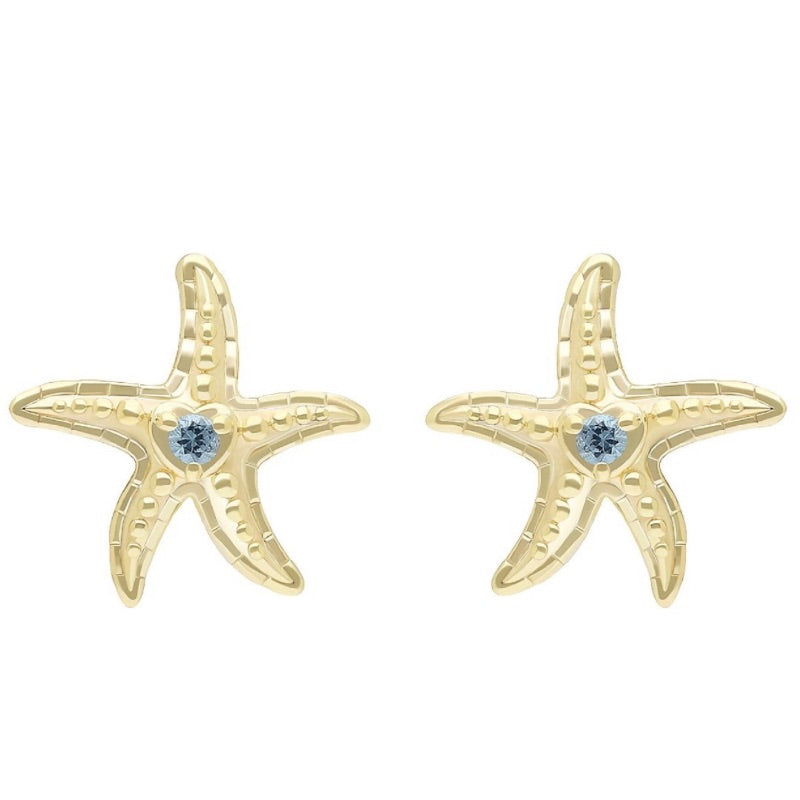 Starfish Stud Blue Topaz Earrings