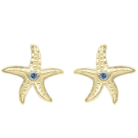 Starfish Stud Blue Topaz Earrings