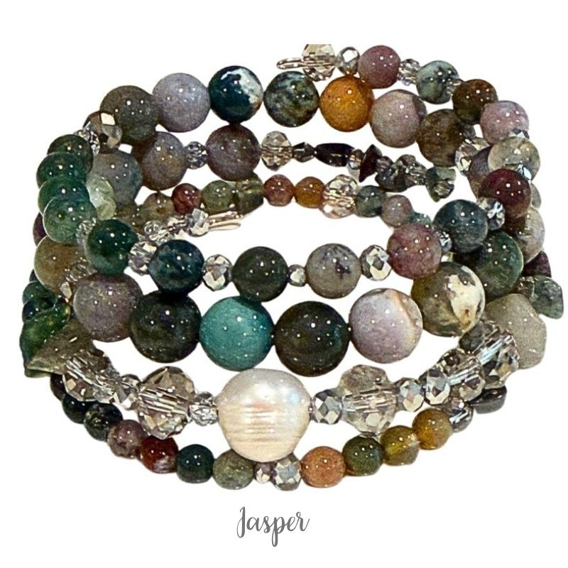 Jasper Pearl for Peace Wrap Bracelet by Goddaughters 