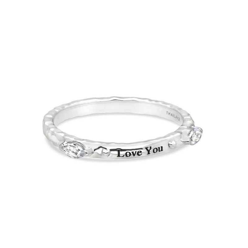 Love you Sterling Silver Ring Wearable Art for the Soul by Goddaughters