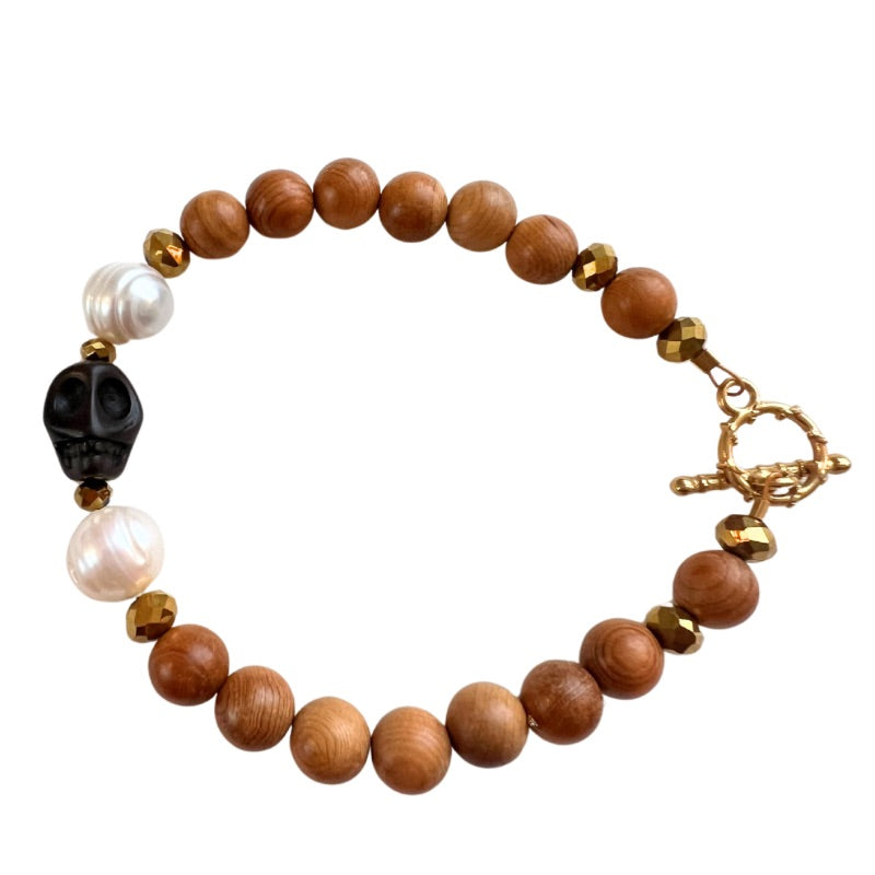 No Fear Bracelet  Gold Skull Bracelet 