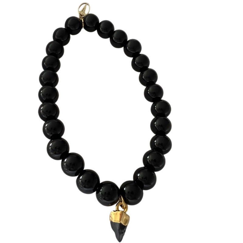 Black onyx stretch bracelet by Goddaughters