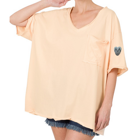 Flip Flop Heart on the Sleeve Peach T-shirt