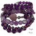 Stack of purple beaded bracelets on a white background with 'Purple Power' text.