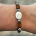 Shiva Shell Wood Silver tones Bracelet by Goddaughters 