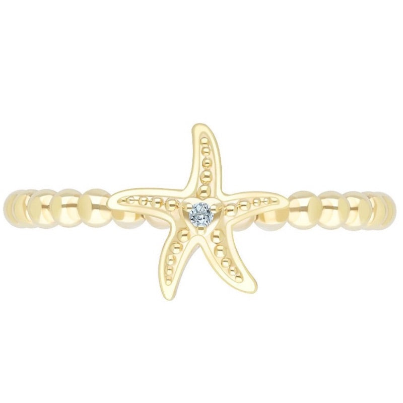 Starfish Mini Blue Topaz Beaded Ring By Goddaughters 