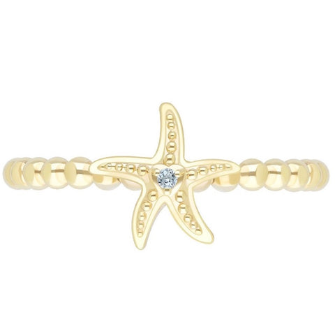 Starfish Mini Blue Topaz Beaded Ring By Goddaughters 