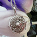 Sterling Silver Goddess Scroll Dharma Wheel Necklace by Goddaughters 