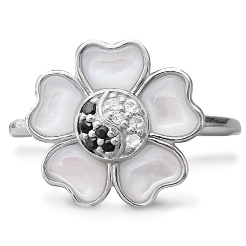 Yin Yang Pom Flower Ring by Goddaughters 