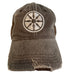 Brown with Silver Dharma WHeel Hat by Goddaughters wearable art for the Soul
