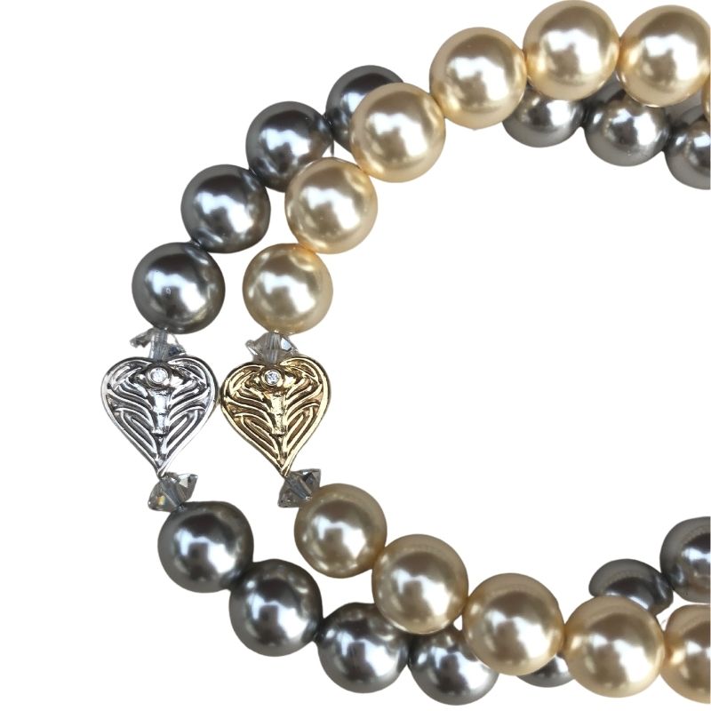 Bangles & Bracelets | Heart Crystal Pearl Bracelet | Freeup