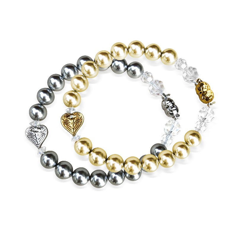 Amare white cultured freshwater pearl bracelet with gold hematite bead –  Pearls of the Orient Online