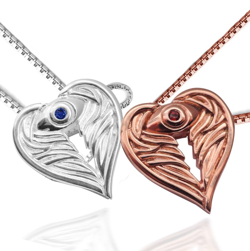 AngelEyes Heart Necklace Sterling Silver and Rose Gold Angel Inspired Jewelry